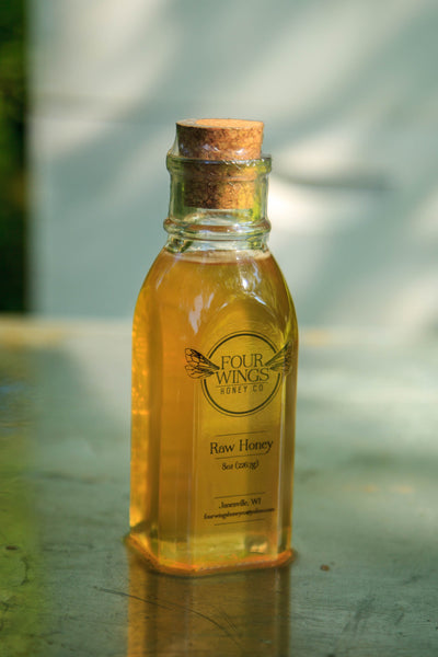 Raw Clover Honey (8oz-16oz Old Fashioned Muth Glass Jar with Cork)